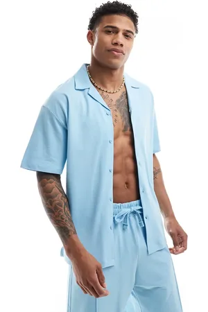 JACK & JONES Revere collar pique shirt co-ord in light