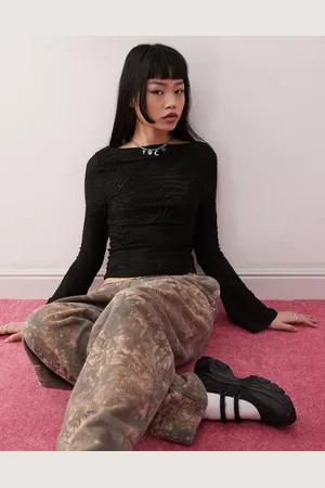 Reclaimed Flared sleeve zebra animal burnout top in