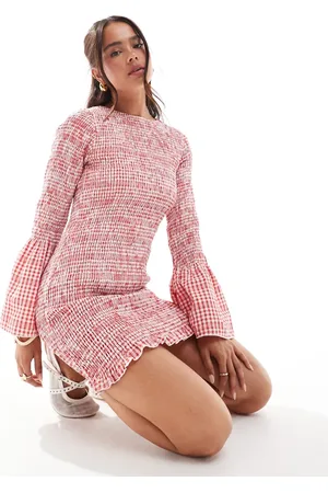 ASOS Mini dress with shirring details in gingham