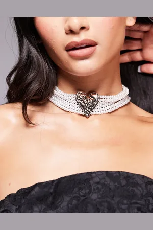 ASOS Choker necklace with multi strand faux pearl and heart detail