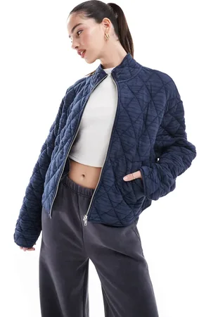 ASOS Quilted zip through jacket in washed blue