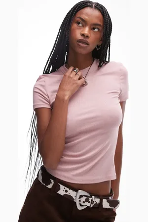 MANGO Ribbed high neck baby t-shirt in light