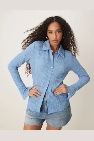 VILA Bubble texture long sleeve button up shirt in kentucky