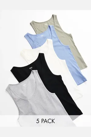 ASOS 5 pack muscle fit rib vests in multiple colours