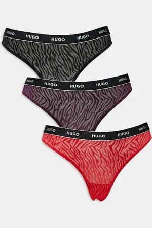 HUGO BOSS HUGO Bodywear 3 pack thongs in black and red lace