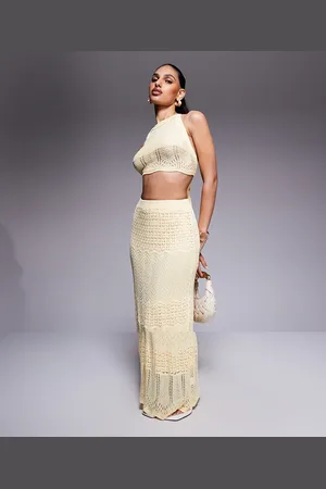 Princess Polly Crochet halterneck tie back top and maxi skirt set in
