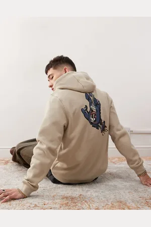 Santa Cruz Hoodie with embroidered logo chest and back print in beige