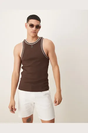 ASOS Muscle fit rib vest with contrast binding in