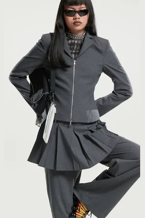 Weekday Mei co-ord slim fit zip through blazer in melange stripe