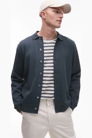 ARKET Textured jersey cardigan with polo collar in