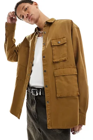 ASOS Volume oversized shirt with panel detailing and cargo pockets in rust