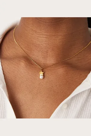 LOST SOULS Stainless steel 18ct plated star and pearl pendant necklace