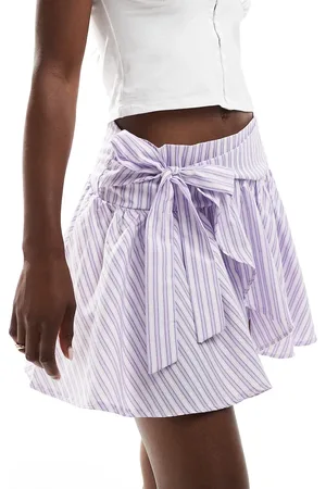 COLLUSION Poplin wrap mini skirt in pink stripe