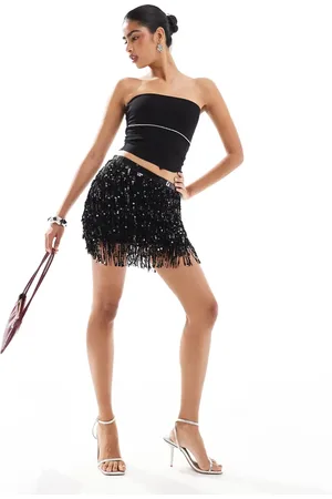 Pull&Bear Sequin tassel mini skirt in