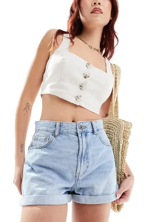 Pull&Bear High waisted denim Mom short in light