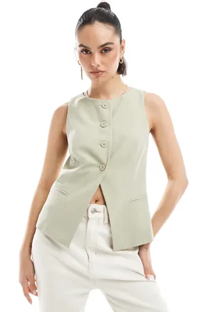 Stradivarius High neck waistcoat in light
