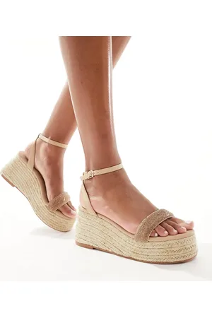 Glamorous Espadrille platform heeled sandals in diamante