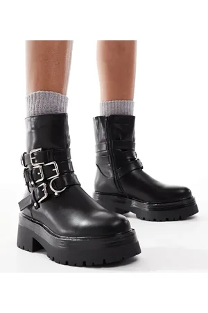 SEQWL Buckle biker ankle boots in