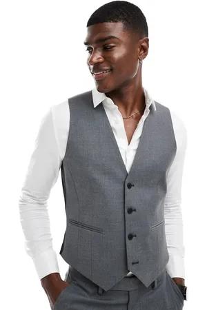 ASOS Skinny fit suit waistcoat with wool in charcoal