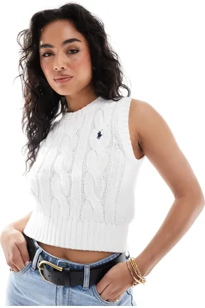 Ralph Lauren Cable knit sleeveless jumper with logo in