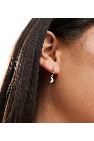 Kingsley Ryan Star and moon charm hoop earrings in sterling