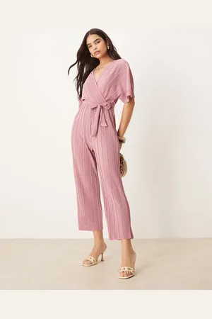 Y.A.S Plisse wrap front jumpsuit in lilas