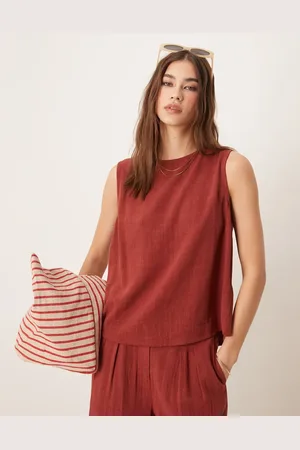 ASOS Linen shell top co-ord in brick