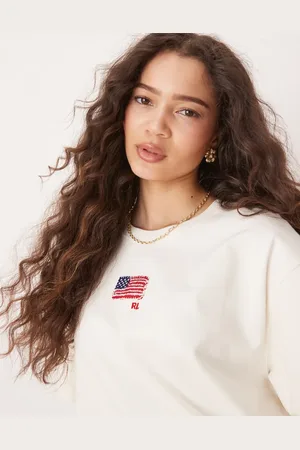 Ralph Lauren Boxy fit flag print t-shirt in off