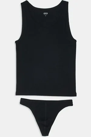ASOS Rib thong and vest set in