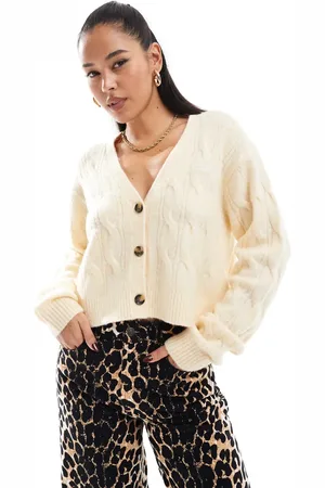 Tommy Hilfiger Chunky cable knit cardigan in butter