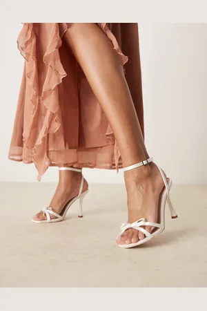 Be Mine Sharly heeled sandals with bow detail in satin ivory