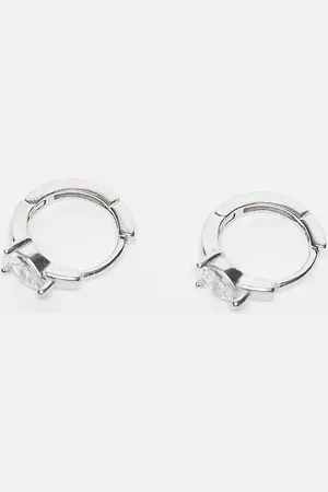 Kingsley Ryan CZ teardrop huggie hoop earrings in sterling