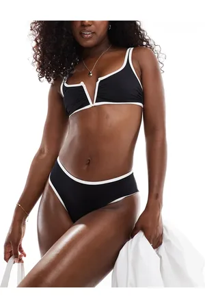 ASOS Mix and match contrast binding v-wire crop bikini top in
