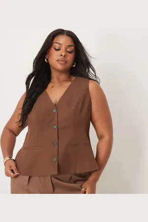 ASOS Curve peplum waistcoat in chocolate
