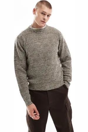 Another Influence Twist knit round neck jumper in marl