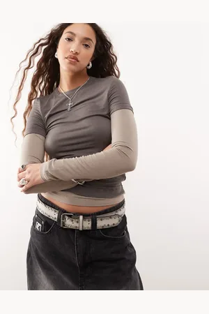 Weekday Double layer slim fit t-shirt in tonal