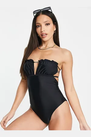 ASOS Tall bandeau frill swimsuit in