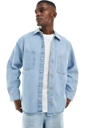 JACK & JONES Oversized denim shacket in light
