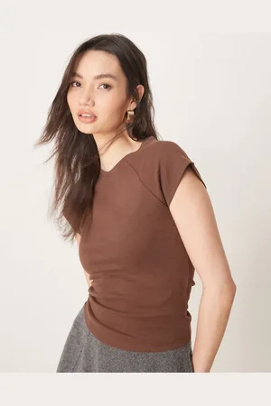 ASOS Raglan sleeve slubby baby tee in chocolate