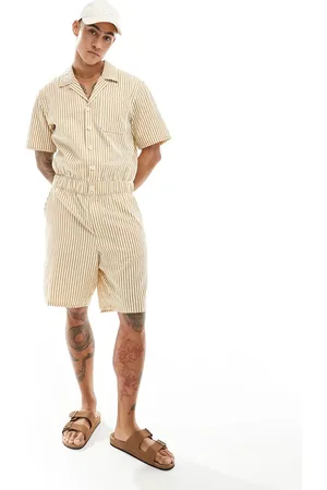 ASOS Short boilersuit in seersucker stripe