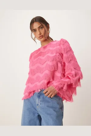 Y.A.S Textured flared sleeve blouse in