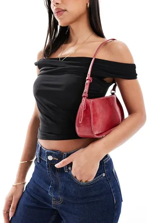Pull&Bear Faux leather shoulder bag in cherry