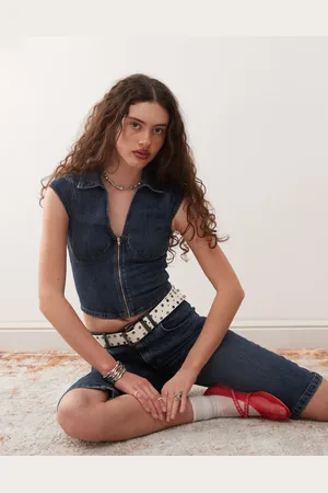 COLLUSION Y2k denim shirt co-ord in mid