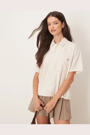 Dickies Service stripe short sleeve oversized shirt in off