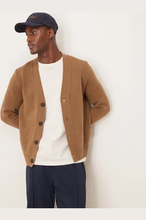 MANGO Wool mix cardigan in tan