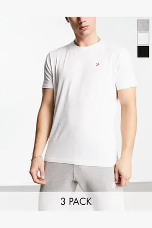 Farah 3 pack t-shirts in grey and white