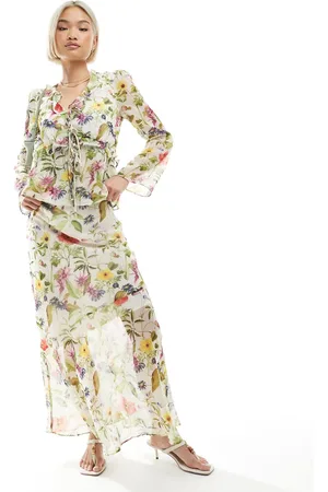 French Connection Hallie maxi skirt co-ord in white floral print