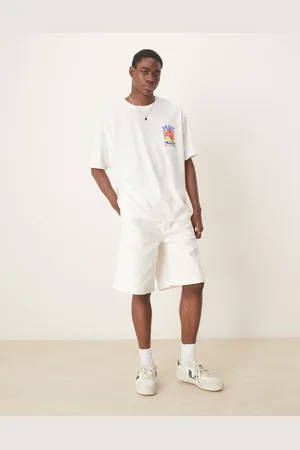 ASOS Long length jorts with single pleats in stone