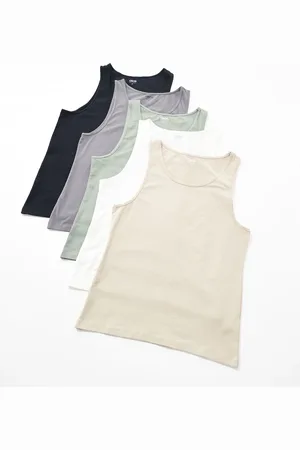 ASOS 5 pack muscle fit vests in multiple colour