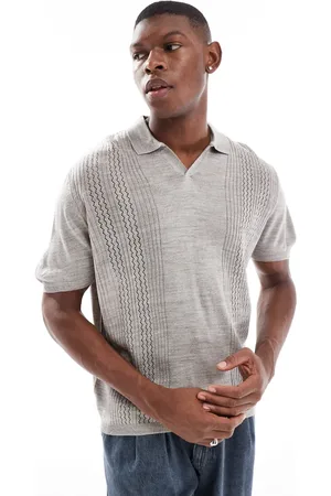 ASOS Relaxed boxy lightweight knitted polo shirt with vertical panels in